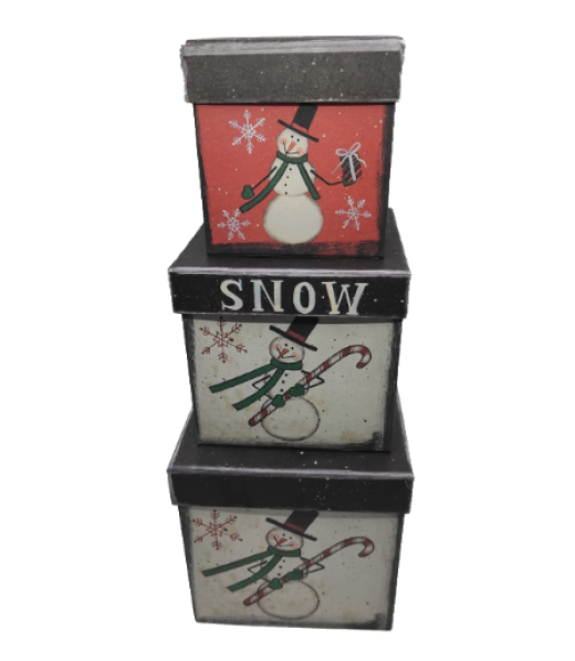 391520 SET 3 CUTII PATRAT SNOWMAN
