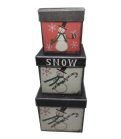 391520 SET 3 CUTII PATRAT SNOWMAN