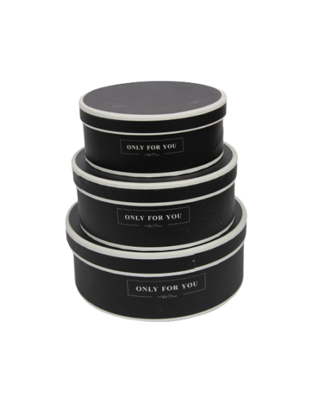 CUTIE DECORATIVA ROTUND NEGRU SET 3