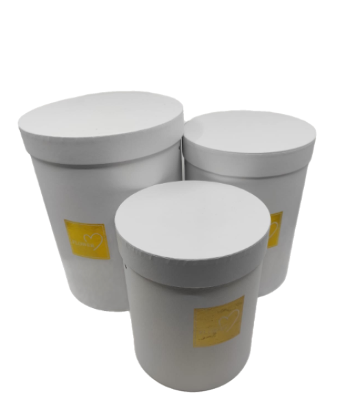 SET 3 CUTII CILINDRU ALB AURIU