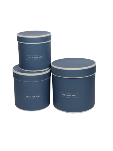 CUTIE DECORATIVA ROTUND INALT ALBASTRU SET 3